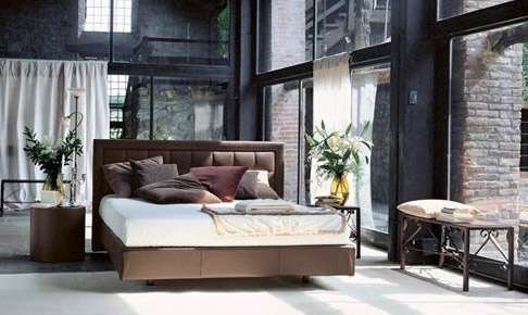 Bed with wooden frame Onda Rosa Busnelli