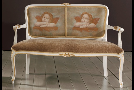 Two seater sofa made of solid wood, Seven sedie perfectly