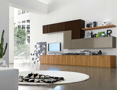 Modular system made of solid wood, Santa Lucia (modern furniture)