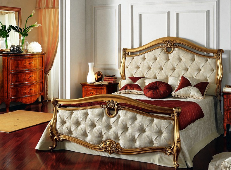 Double bed with upholstered headboard, Antonelli Moravio