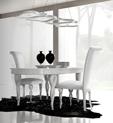 Dining table with curly legs, Antonelli Moravio