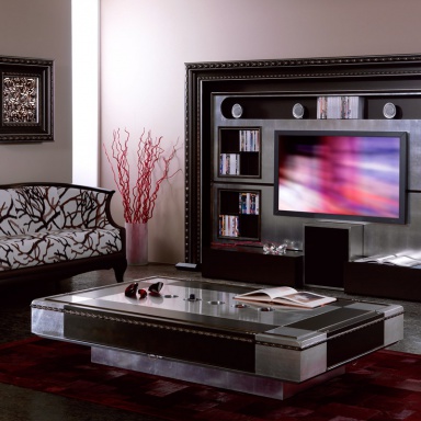 The panel under the TV to The Wall Home Cinema