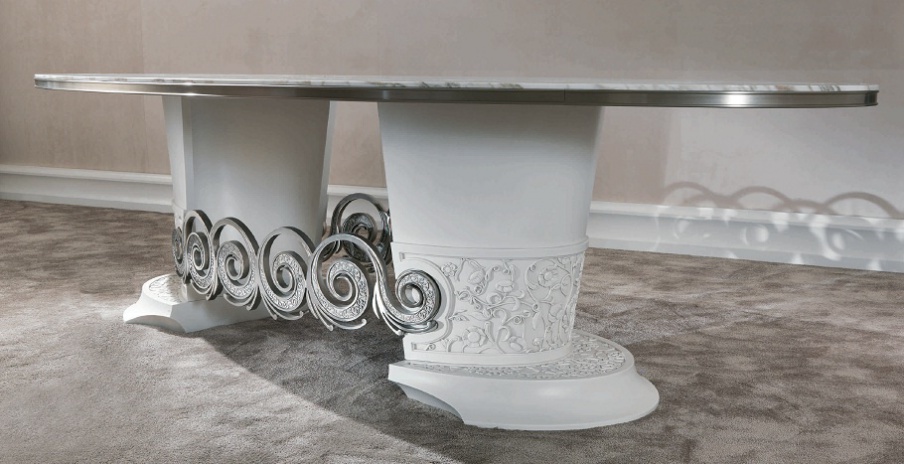 Oval dining table with marble top Saraya, Elledue