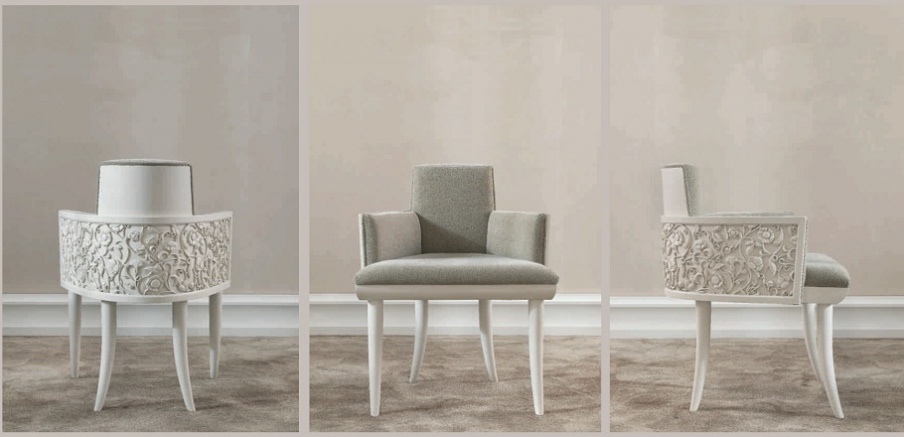 Chair with upholstered solid wood armrests with Saraya, Elledue