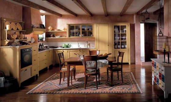 Kitchen furniture in warm Provence style