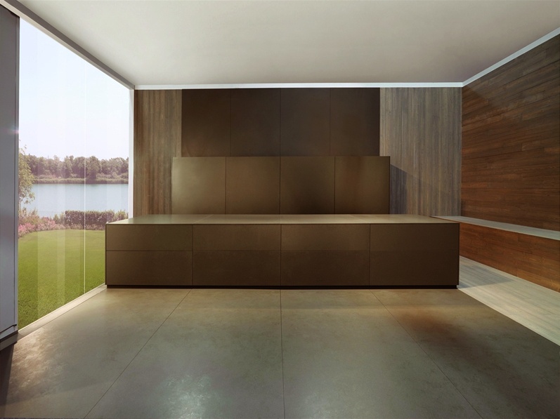 Set for the kitchen with a facade of artificial stone, MK Cucine