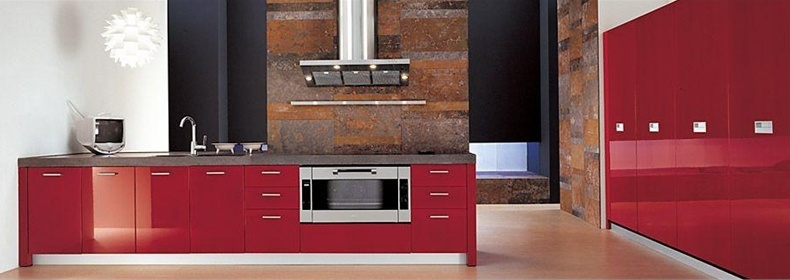 Set for kitchen in high gloss lacquered finish, MK Cucine