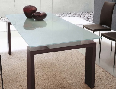 Dining table with top made of frosted glass, Tonin Casa