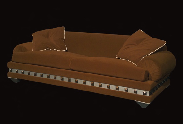 Two seater sofa with rounded armrests, Wama