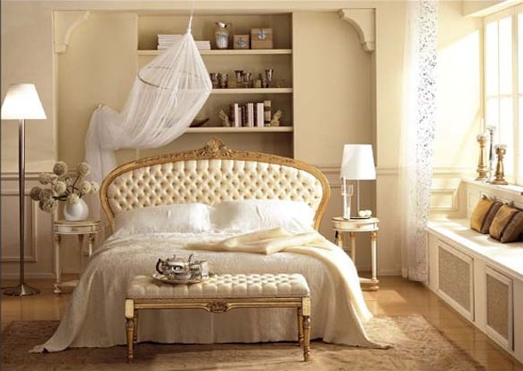 Double bed with upholstered headboard, Volpi