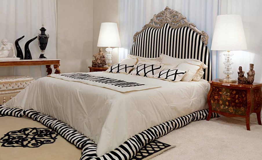 Double bed with upholstered headboard, the Canova - Zanaboni