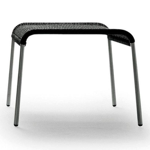 Stool with frame of steel tubes and seat made of PVC, wire and synthetic fiber Agra, Accademia