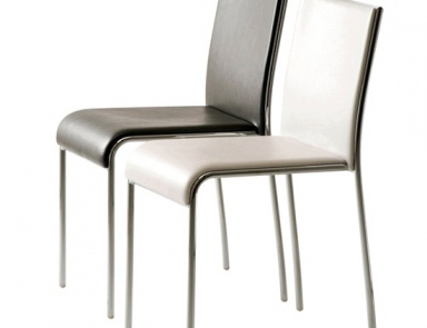 Chair with frame in chromed metal and seat in fire-resistant leather Alin, Accademia