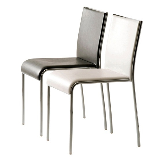 Chair with frame in chromed metal and seat in fire-resistant leather Alin, Accademia
