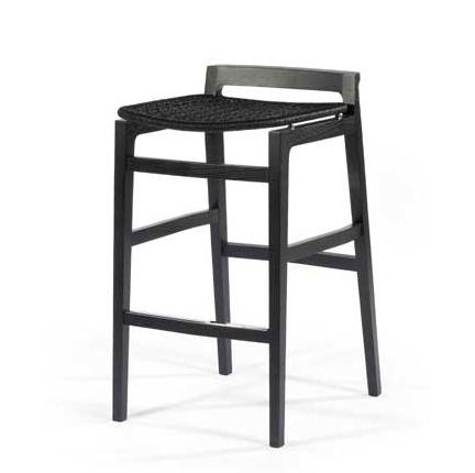 Bar stool with frame in solid wood and upholstery made of leather or textile Patio, Accademia