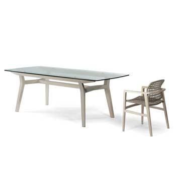 Dining table with wooden frame and glass table-top Patio, Accademia