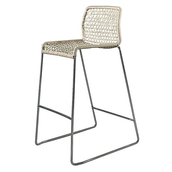 Bar chair with stainless steel frame and seat in PVC or textile Vela, Accademia