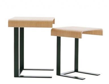 Coffee table with base in steel and top made of bent plywood Eileen 04, B&B Italia