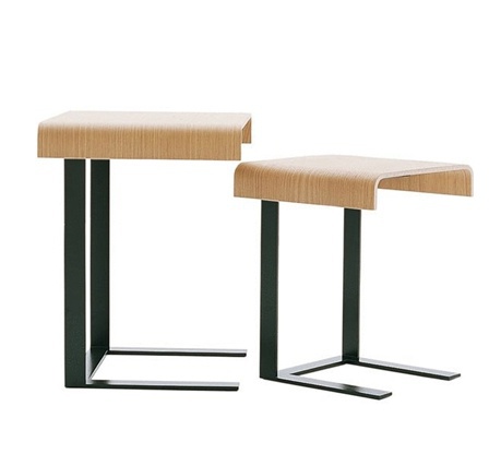 Coffee table with base in steel and top made of bent plywood Eileen 04, B&B Italia