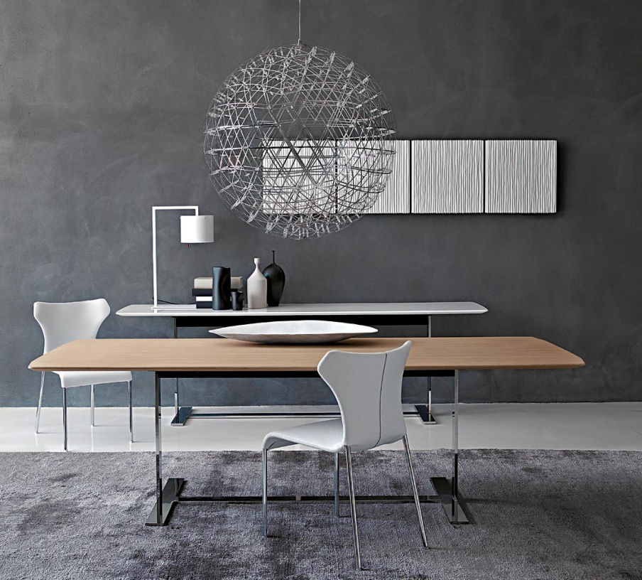 Dining table with base in steel and table top of MDF or wood Eileen, B&B Italia