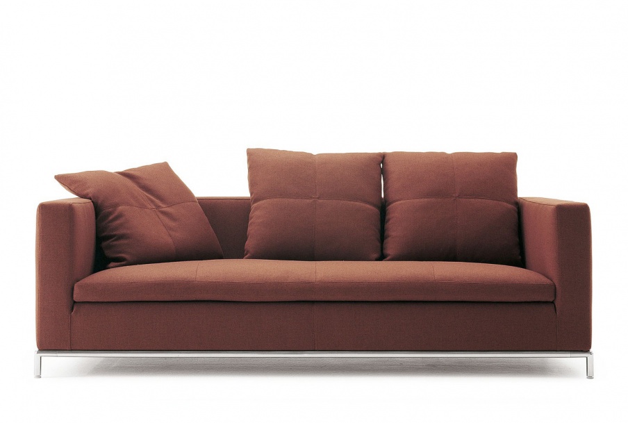 Sofa on a frame of steel upholstered in leather or fabric George, B&B Italia