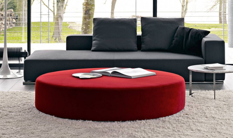 Pouf filled with polyurethane foam upholstered in fabric or leather Harry Large by B&B Italia