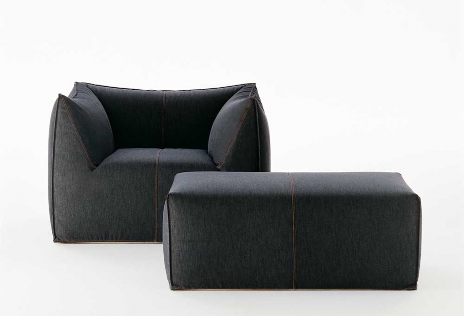 Pouf steel frame with fabric upholstery Le Bambole, B&B Italia