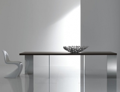 Dining table with legs in stainless steel and top made of solid wood Axis, Acerbis International 
