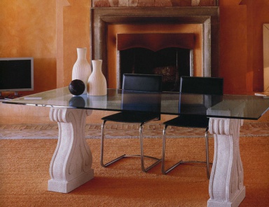 Dining table on massive legs, Tonin casa