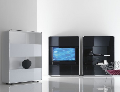 A rack with a frame made of bent wood Lyneus Storage, Acerbis International 