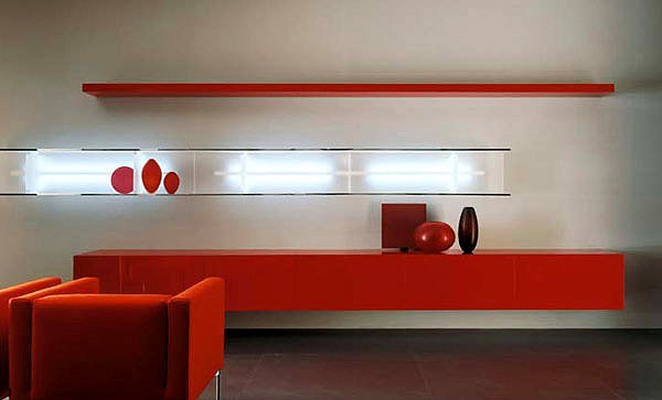 Shelf of frosted PMMA NC Beam, Acerbis International