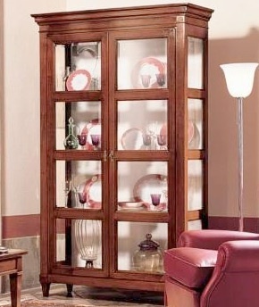 Showcase with a frame of solid walnut and the doors of glass C712, Moletta Mobili