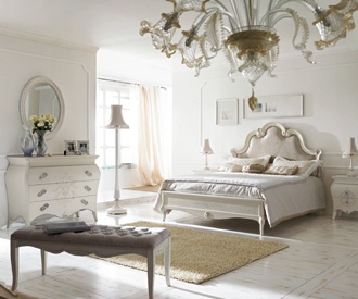 Bedroom on a frame of solid wood, MDF and tamburino Boboli, Benedetti