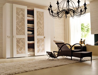 Wardrobe with sliding doors on the frame of tamborito and solid wood Oasi, Benedetti