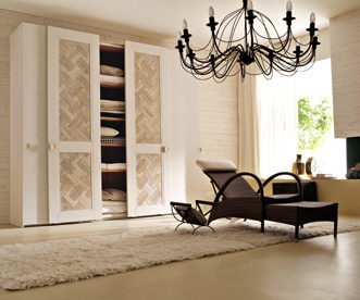 Wardrobe with sliding doors on the frame of tamborito and solid wood Oasi, Benedetti
