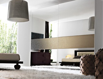 Wardrobe with sliding doors on the frame of tamborito and solid wood Riflessi, Benedetti (furniture: wardrobe, Italy)