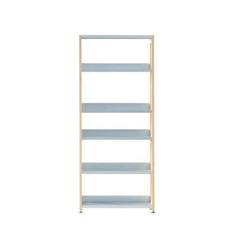 Bookcase with frame and side panels made from solid maple and shelves of aluminum Alpha, alpha1, Alias