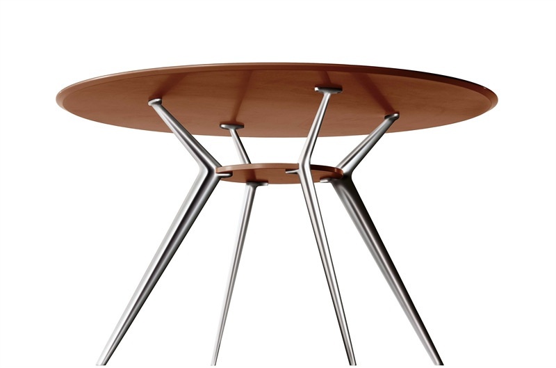 Table with top made of natural wood or acrylic stone and legs made of cast aluminum Biplane, Alias