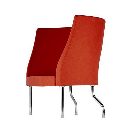 Two seater sofa with high back with legs of steel and finishing of elastic fabric or leather Flexus, Alias