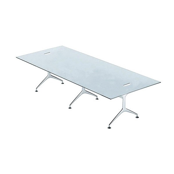 Table with frame made of cast aluminum and a table top of plastic, wood or glass Frametable, Alias