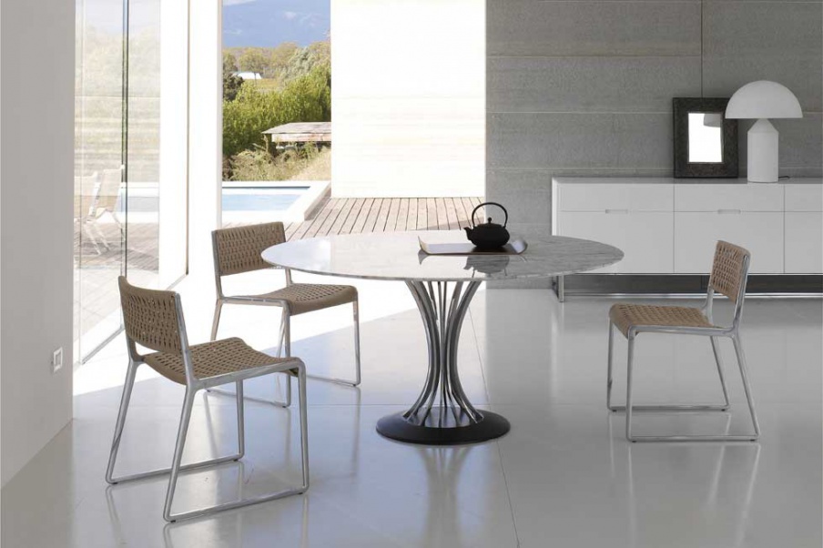 Dining table with base made of cast iron and granite countertop, marble or MDF Radar, Alivar