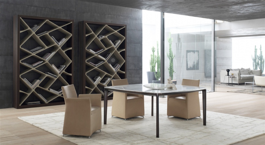 Dining table with legs made of oak wood and marble or artificial stone Board, Alivar