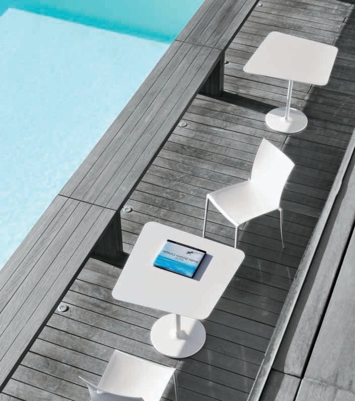 Table with steel base and top made of artificial stone or MDF Pub, Alivar 