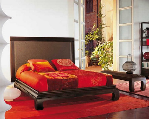 Double bed with high headboard, Ebano - Le Fablier