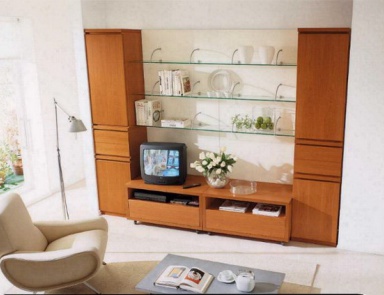 Modular system with glass shelves, Line Gianser