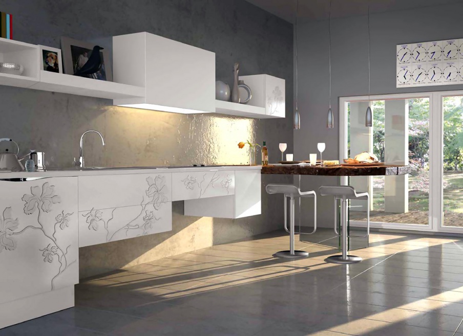 Kitchen on a frame of solid wood, Iris, Bizzotto