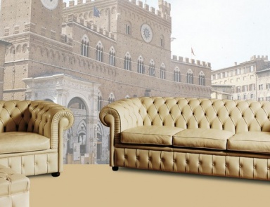 Sofa on a frame of fir or beech upholstered in leather Chester, BM Style