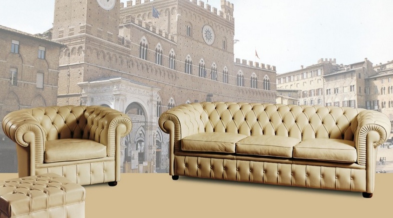 Sofa on a frame of fir or beech upholstered in leather Chester, BM Style