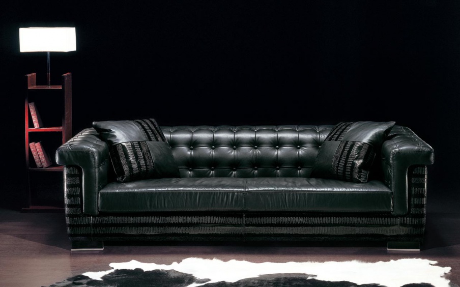 Triple Ascot leather sofa, Poles Salotti
