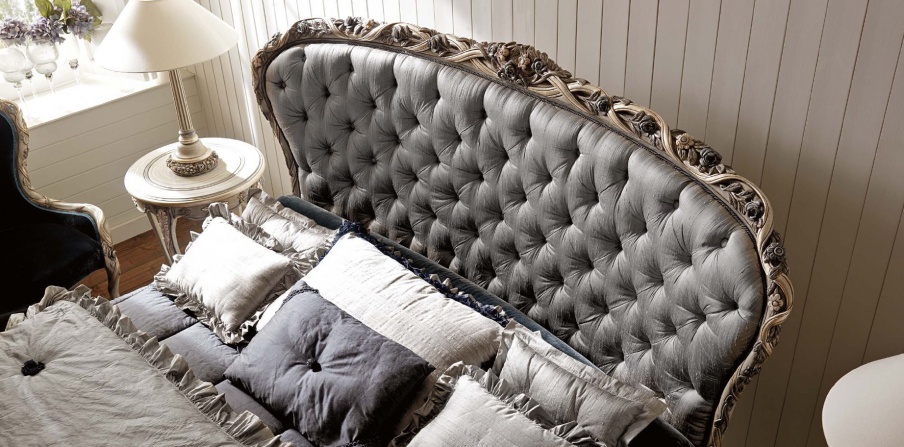 Double bed with upholstered headboard Ambiente Notte, Savio Firmino